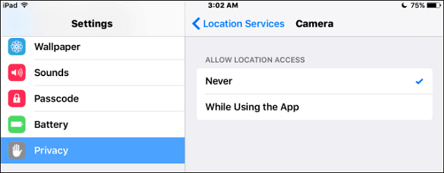 Servizi di localizzazione della videocamera iOS