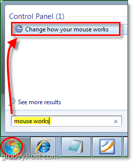 Inserisci mouse funziona nel menu di avvio per trovare la finestra di modifica delle funzioni del mouse