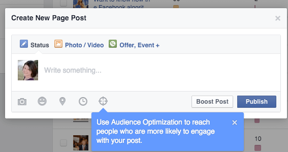 icona di ottimizzazione del pubblico di Facebook per i post