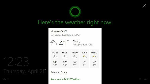 Cortana sulla schermata di blocco di Windows 10