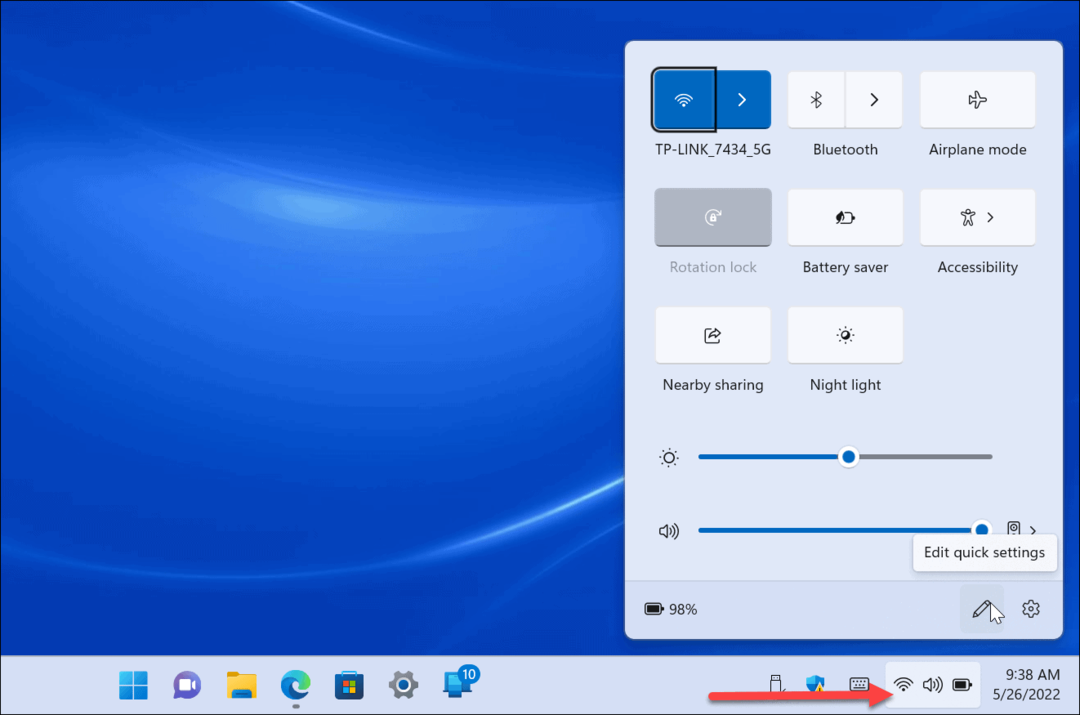 Impostazioni rapide su Windows 11