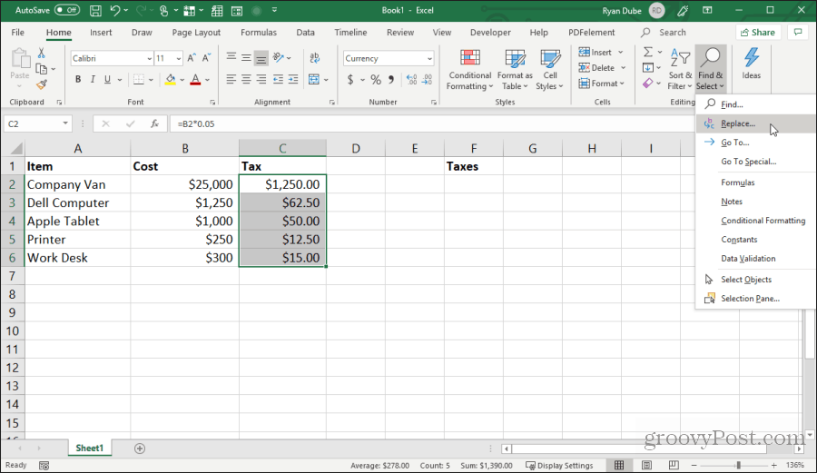 sostituendo i caratteri formula in Excel