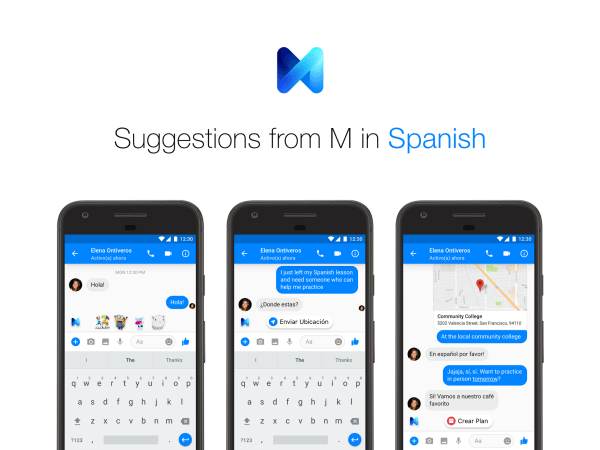 Gli utenti di Facebook Messenger possono ora ricevere suggerimenti da M sia in inglese che in spagnolo.