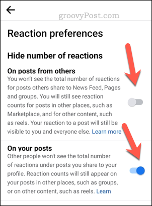 Imposta le impostazioni di reazione di Facebook sul cellulare