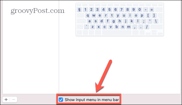 mac mostra la casella di controllo del menu di input nella barra dei menu