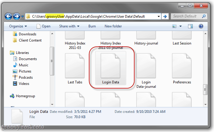 backup delle password salvate di Chrome