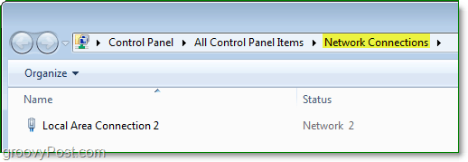 la finestra delle connessioni di rete del pannello di controllo in Windows 7