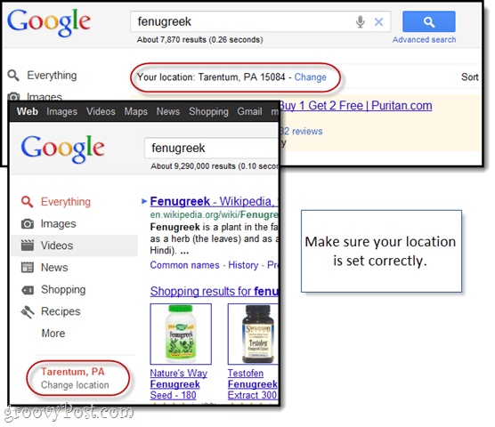 suggerimento per la ricerca di Google Shopping