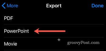 Esportazione da Keynote a PowerPoint su iOS