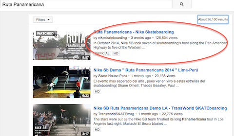 video di YouTube Nike nella ricerca