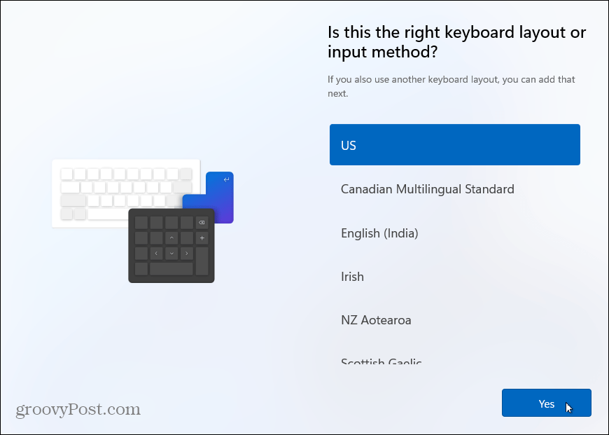 Layout della tastiera installa Windows 11