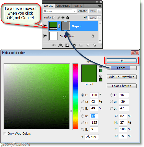 Screenshot di Photoshop Color Picker -woohoo funziona ora puoi usare i tasti di scelta rapida per la selezione dei colori in Photoshop