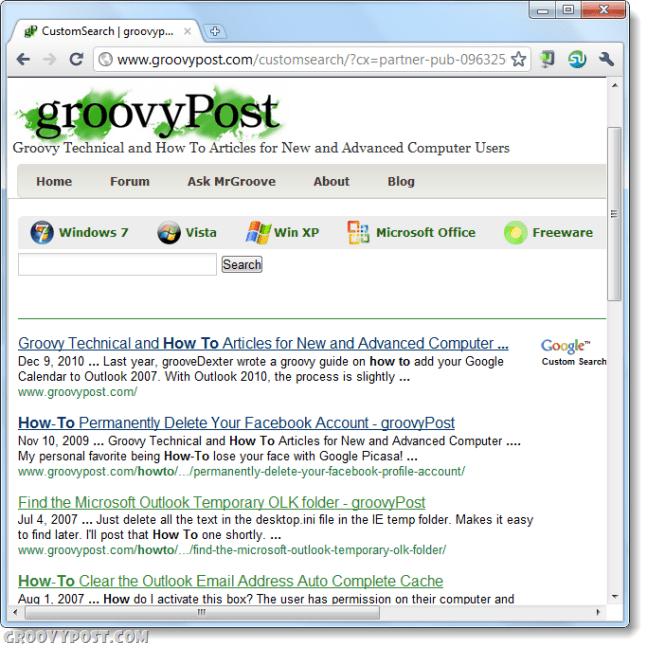 Come utilizzare Google Site Search dalla barra di Chrome Omni