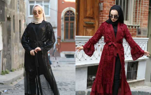 modelli abaya con paillettes