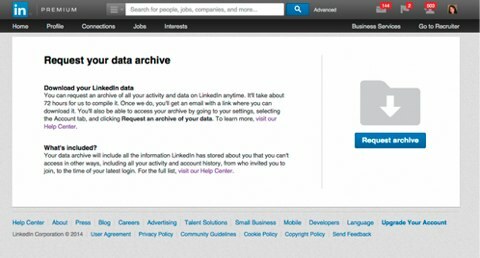 archivio dati linkedin