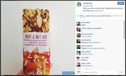 immagine instagram starbucks con #glutenfree