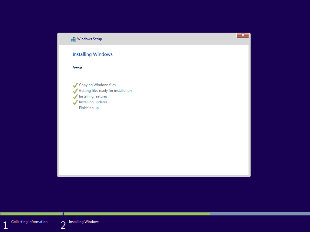 11 Completamento dell'installazione pulita di Windows 10
