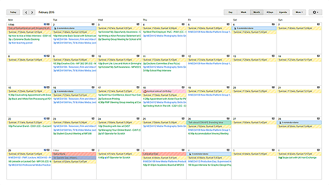 calendario google calendario eventi pianificati organizzati da studenti universitari in ordine