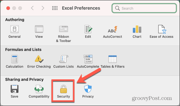 mac excel sicurezza