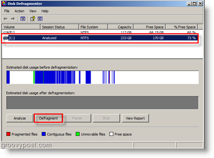 Opzioni di deframmentazione dischi per Windows XP: analisi e deframmentazione