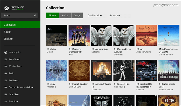 Raccolta album app Xbox Music