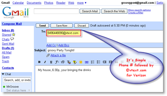 Invia un messaggio txt utilizzando il client di posta elettronica GMAIL