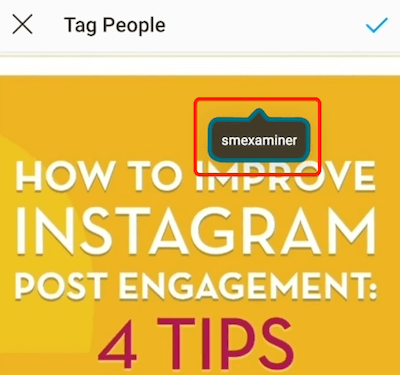 esempio di un tag post di instagram una volta applicato