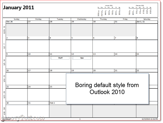 Calendario stampato di Outlook