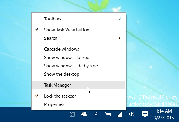 Apri Task Manager Windows 10