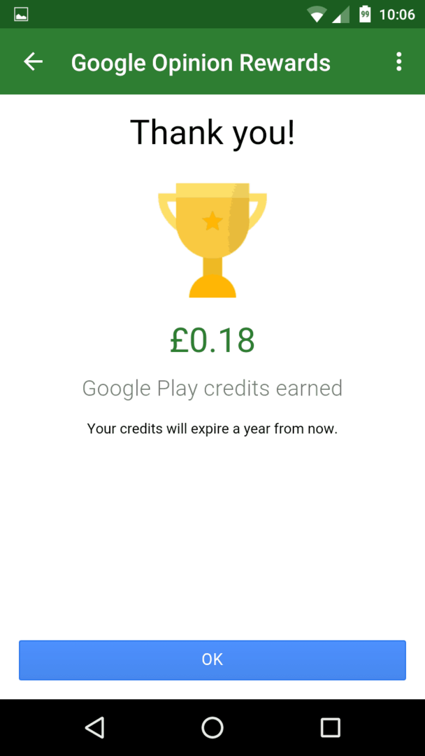 Google Rewards (06) google play store di app gratuite di musica musica spettacoli televisivi film fumetti opinione di Android premi sondaggi posizione crediti guadagnati scadono