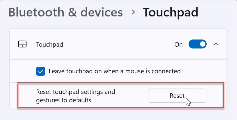 ripristinare le impostazioni del touchpad su Windows 11