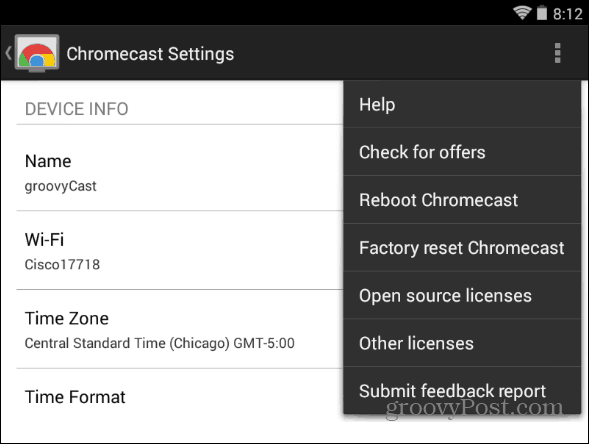 Impostazioni Chromecast