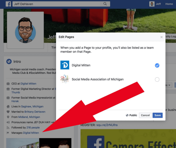 Gli amministratori della pagina Facebook possono ora collegare le pagine che gestiscono al proprio profilo personale.