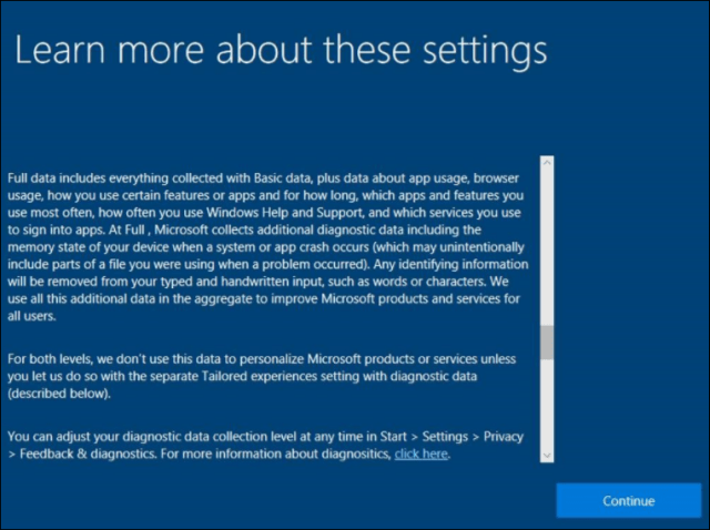 Windows 10 Altre informazioni sulla privacy