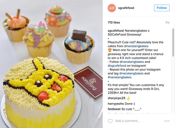 Il Café Food di Singapore ha promosso l'omaggio di Nanatang Bakes tramite il proprio account Instagram.
