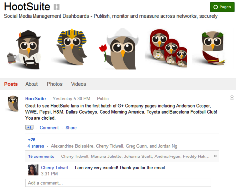 Pagine Google+ - HootSuite