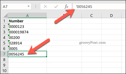 Aggiunta di un apostrofo iniziale in Excel