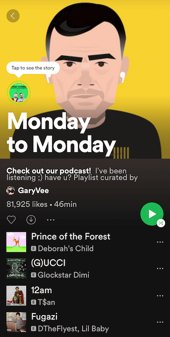 Playlist Spotify "dal lunedì al lunedì" di GaryVee
