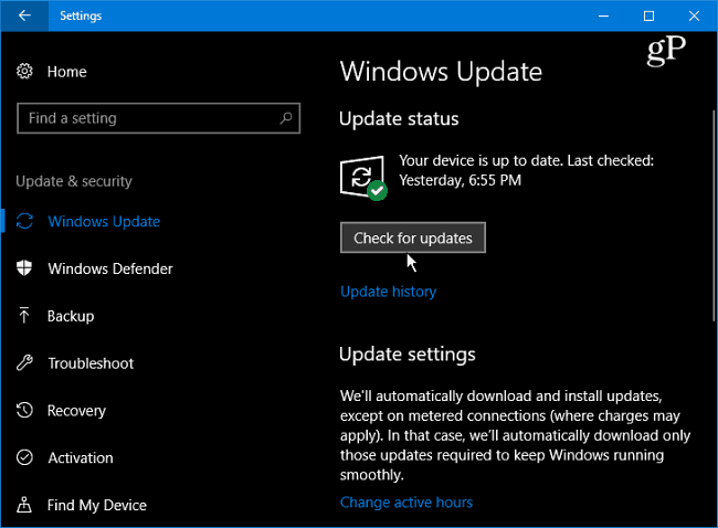1 Windows 10 Verifica aggiornamenti