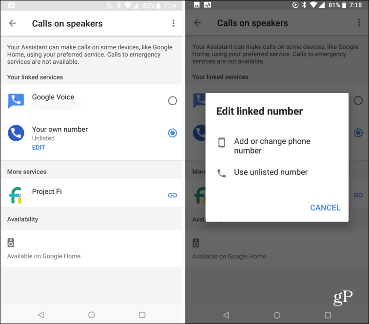 Chiamate Android sull'altoparlante intelligente di Google Home