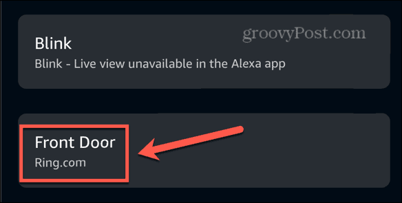 Dispositivo ad anello dell'app Alexa