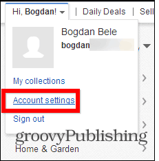 eBay cambia le impostazioni dell'account password