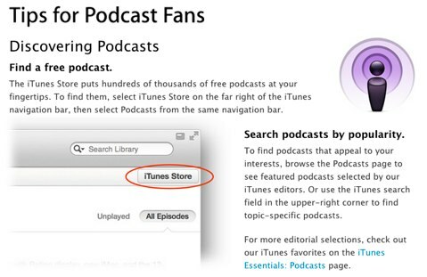 suggerimenti per i fan dei podcast itunes