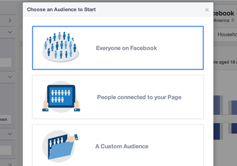 opzioni per la creazione di informazioni sul pubblico di Facebook