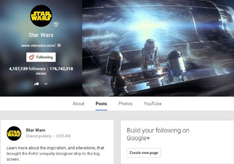 community google + star wars
