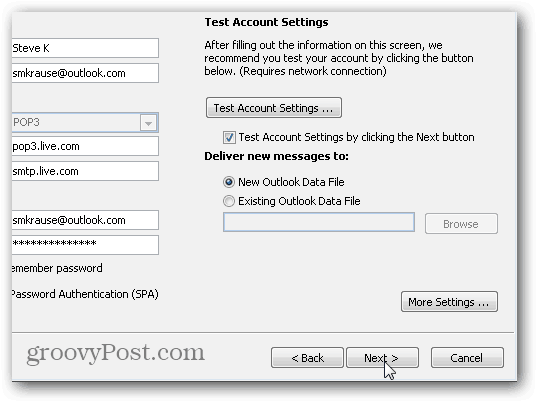 Impostazioni IMAP POP3 SM3 di Outlook 2010 - 08