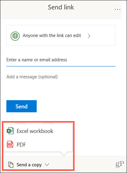 Invia una copia in Excel su Windows