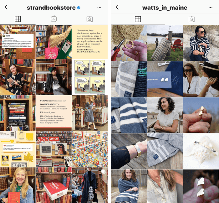 due profili Instagram con filtri di tonalità blu e giallo