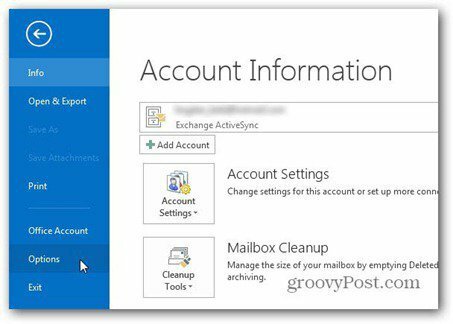 Outlook 2013 utilizza le opzioni del file di firma