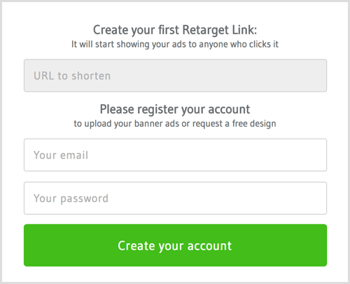 Crea un account con RetargetLinks.